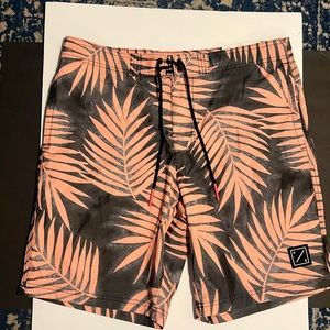 AMERICAN EAGLE AE MENS BOARDSHORTS M NEW WITH TAGS BLACK & PINK PALM PRINT